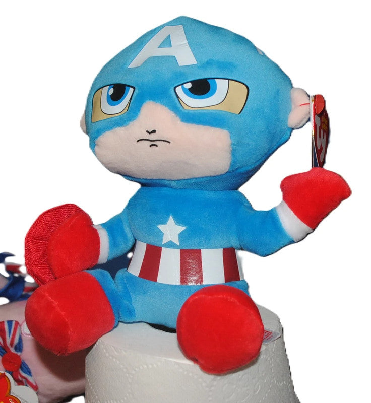 Original Ty Beanie Captain America Marvel 6" Plush Brushed Fabric Soft Toy 44002