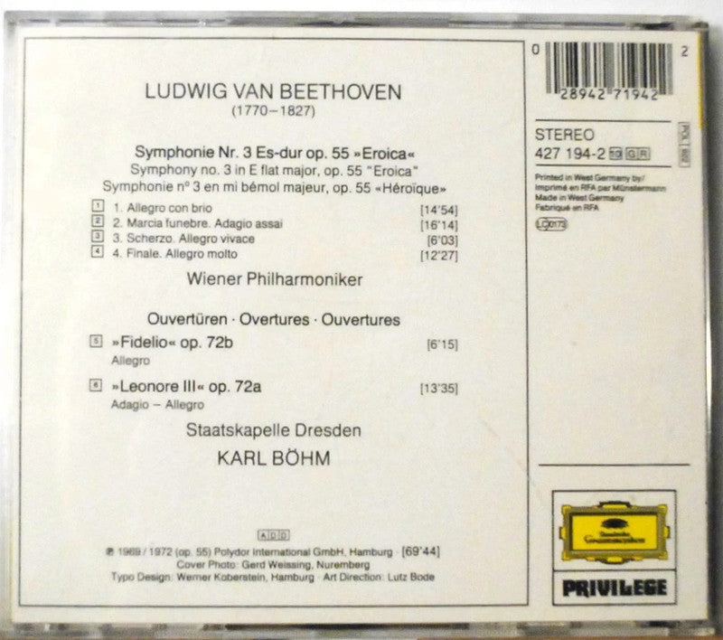 Beethoven: Symphony No. 3 'Eroica' + Overtures Fidelio & Leonore - Karl Böhm