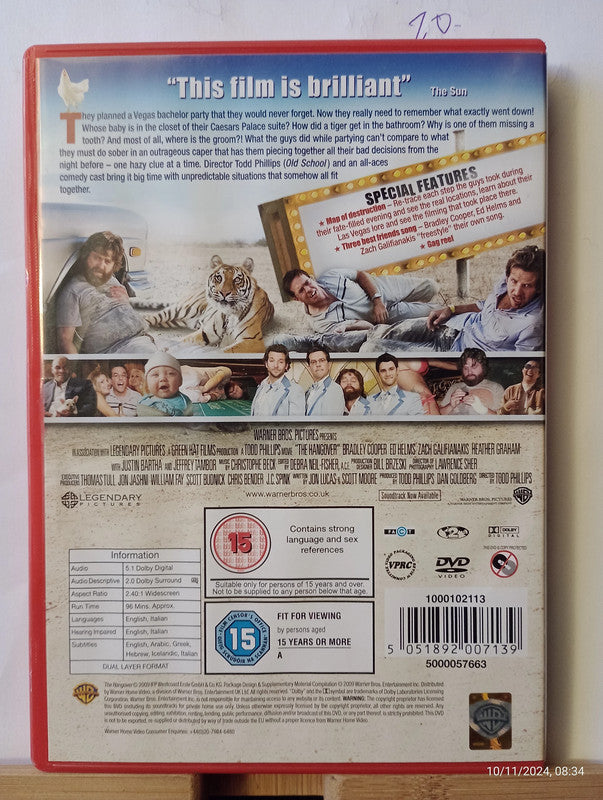 The Hangover DVD (2009) Bradley Cooper, Phillips (DIR) cert 15