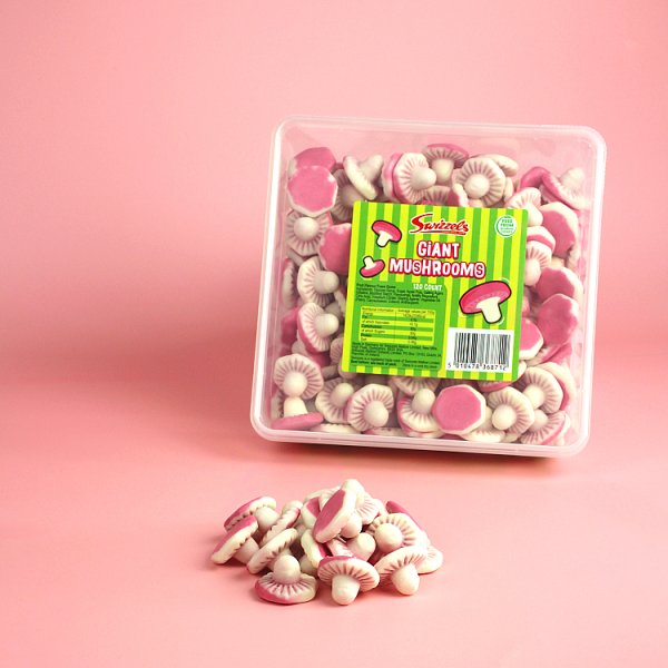 Swizzels Giant Mushrooms 120ct - Fruity Foam Gums Sweet Tub