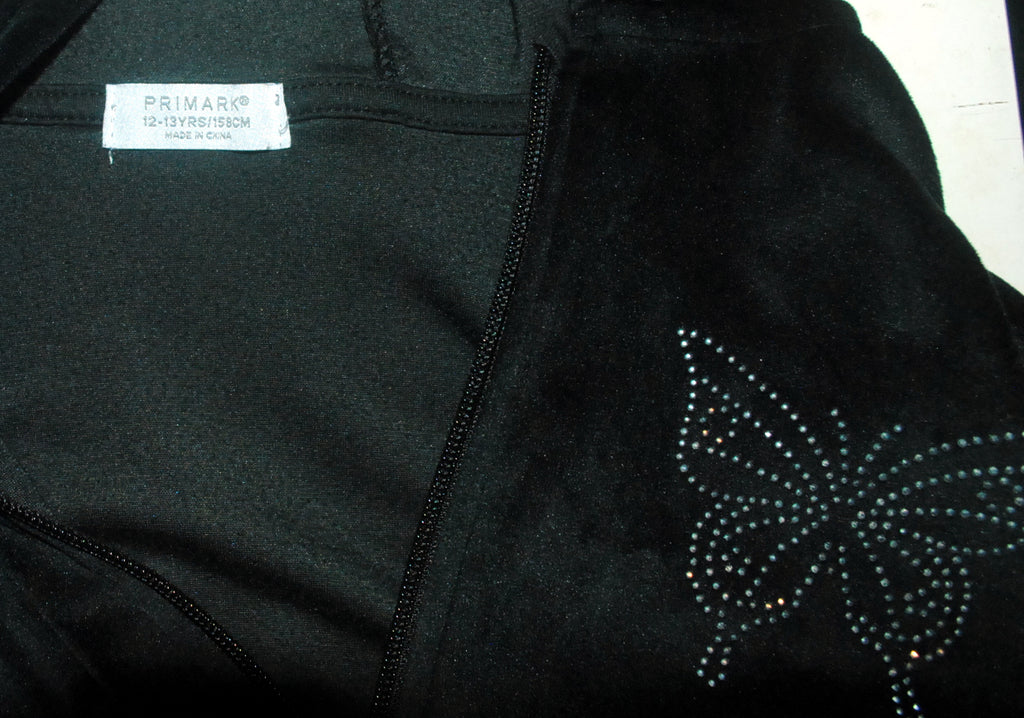 Primark Kids Tracksuit Set - Age 13 Years - Black with Studded Detail (Top & Trousers)