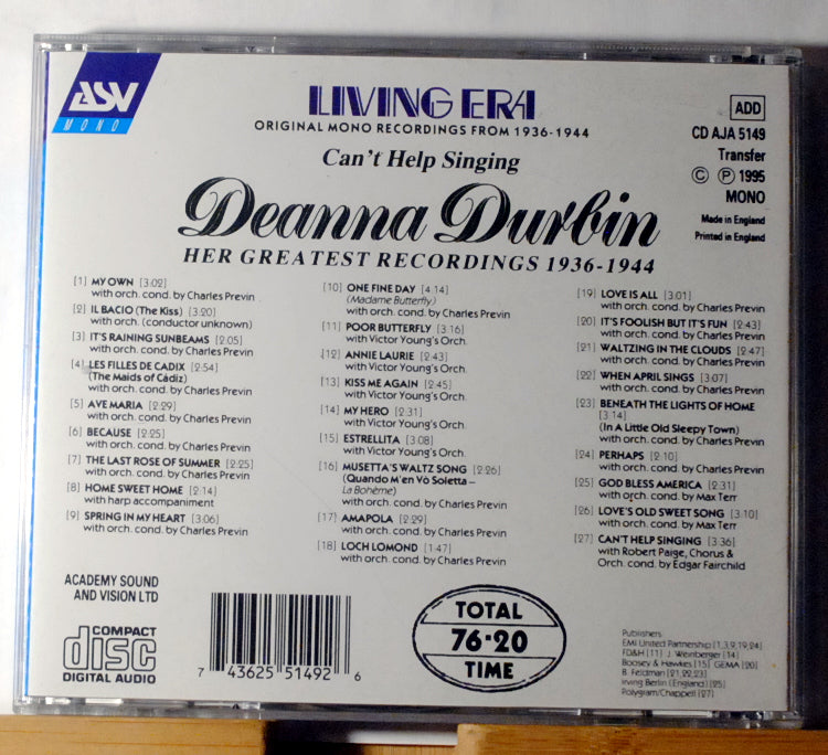 Durbin, Deanna - Can't Help Singing: Her Greatest Recordings 1936-1944