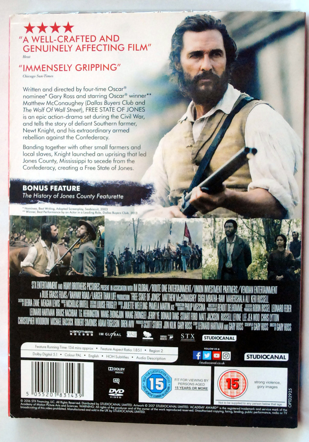 Free State Of Jones DVD Action & Adventure (2017) Matthew McConaughey