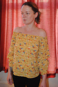 Primark Woman's Floral Blouse - UK Size 8 - Yellow & Red with Back Tie