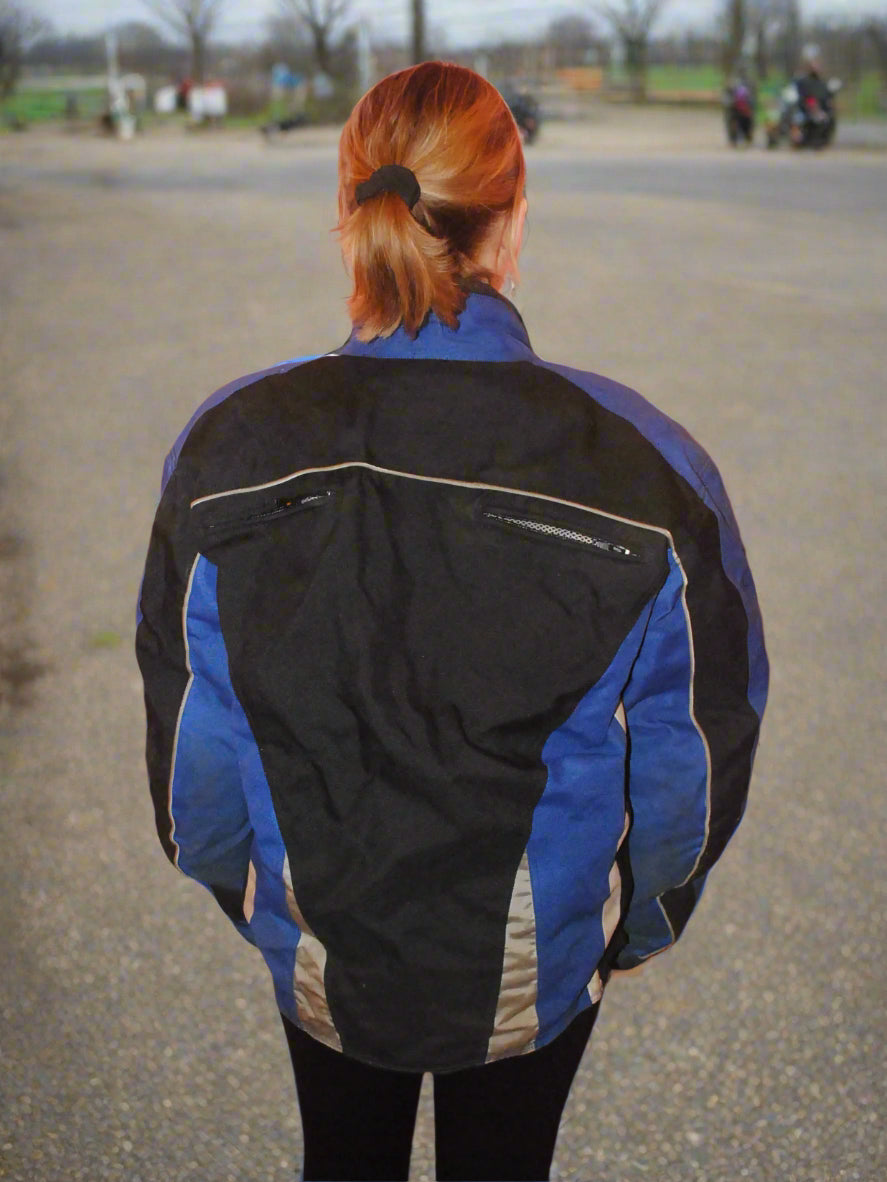 Lewis Motorcycle Jacket - Size L - Blue, Black & Silver