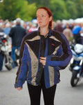 Lewis Motorcycle Jacket - Size L - Blue, Black & Silver