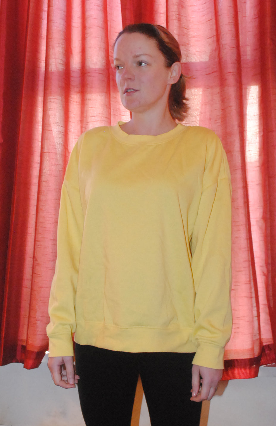 Primark Sweatshirt - UK 14 - Yellow Long Sleeve Crew Neck