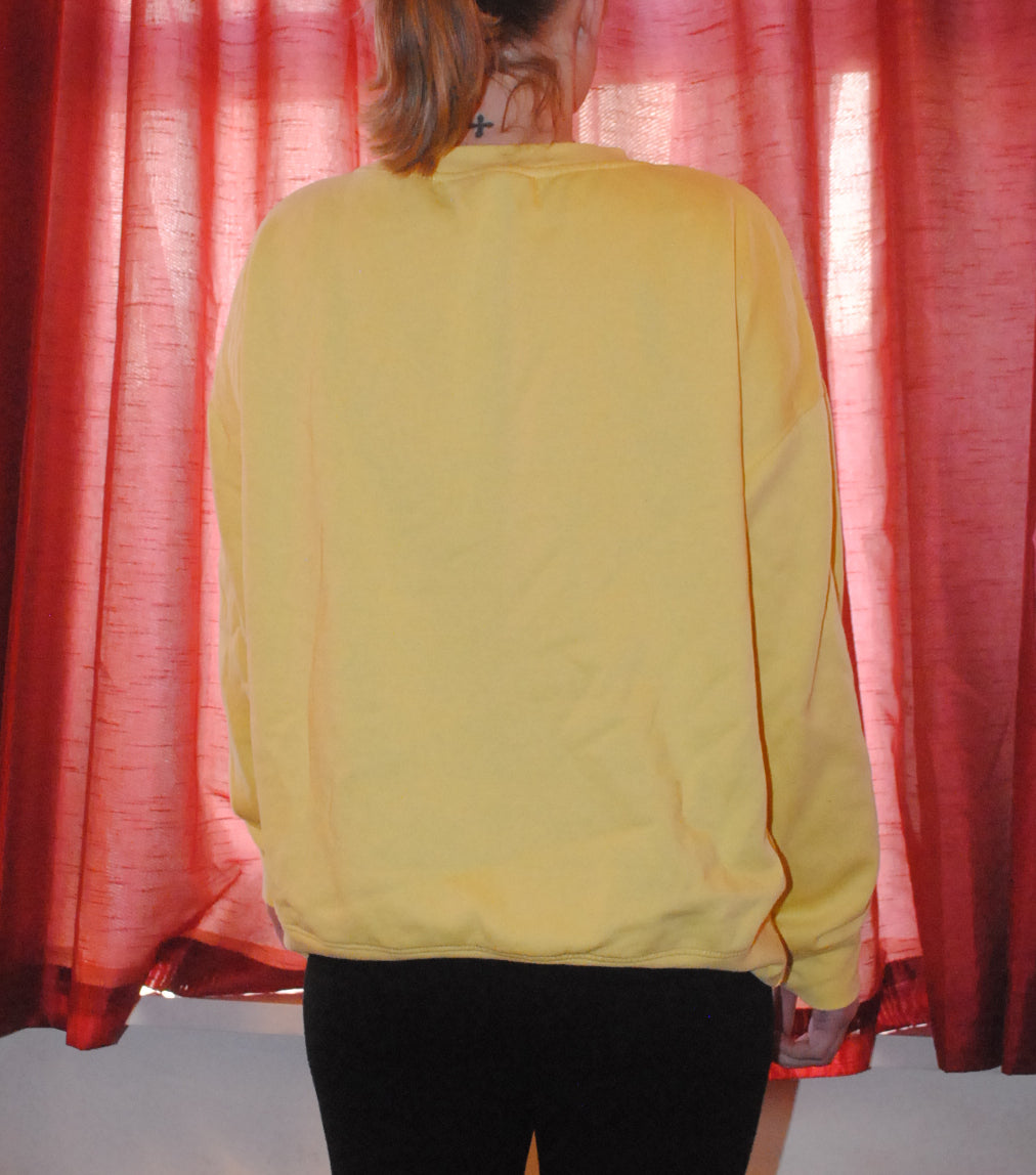 Primark Sweatshirt - UK 14 - Yellow Long Sleeve Crew Neck