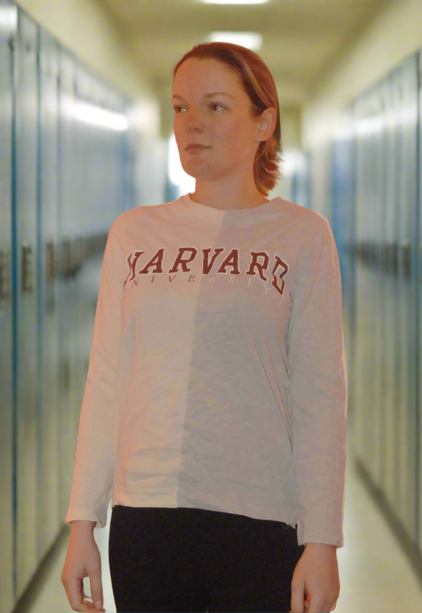 Harvard University Long Sleeve Top - Girls Age 11-12 Years - Grey & White