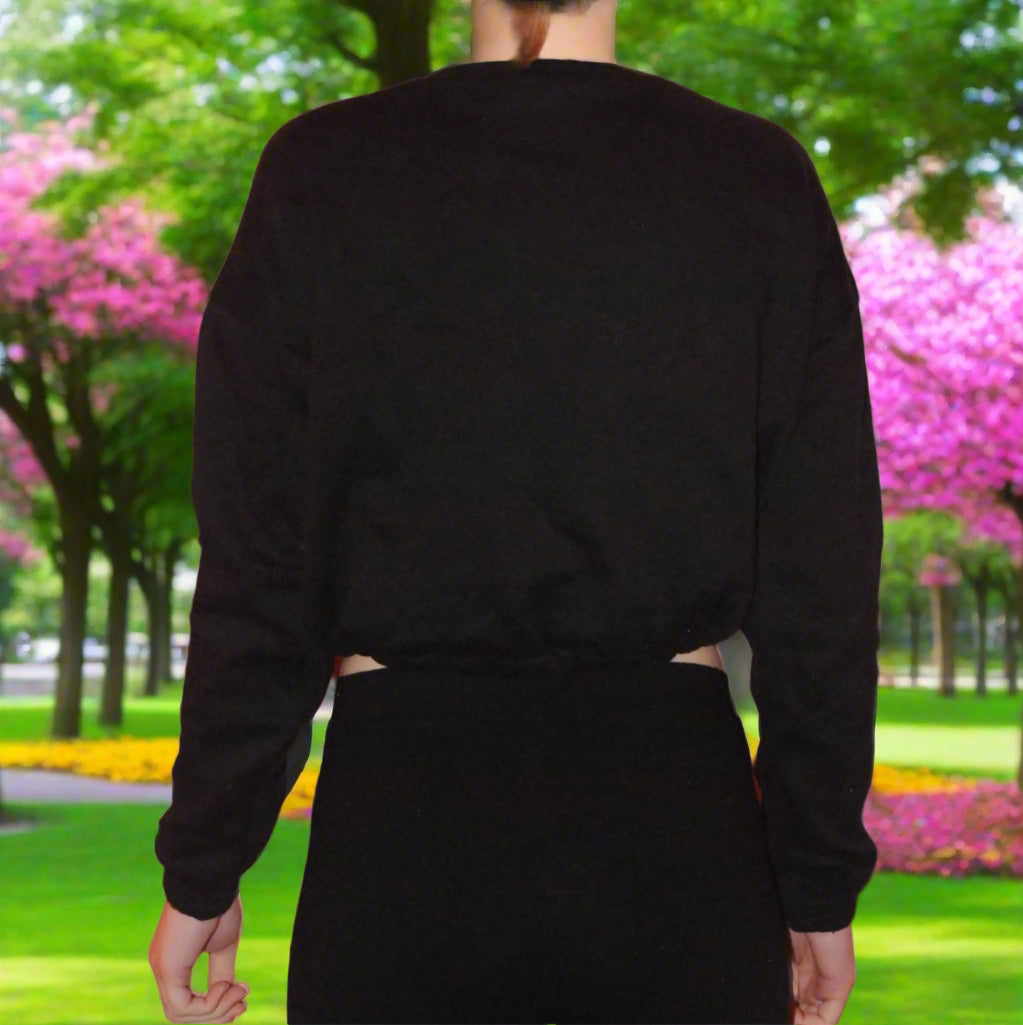 New Look Girls Crop Sweatshirt - Age 12-13 Years - Black 'Freedom Forever'