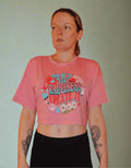 Primark Crop Top - UK 10 - Pink 'Don't Wait for Happiness' Short Sleeve