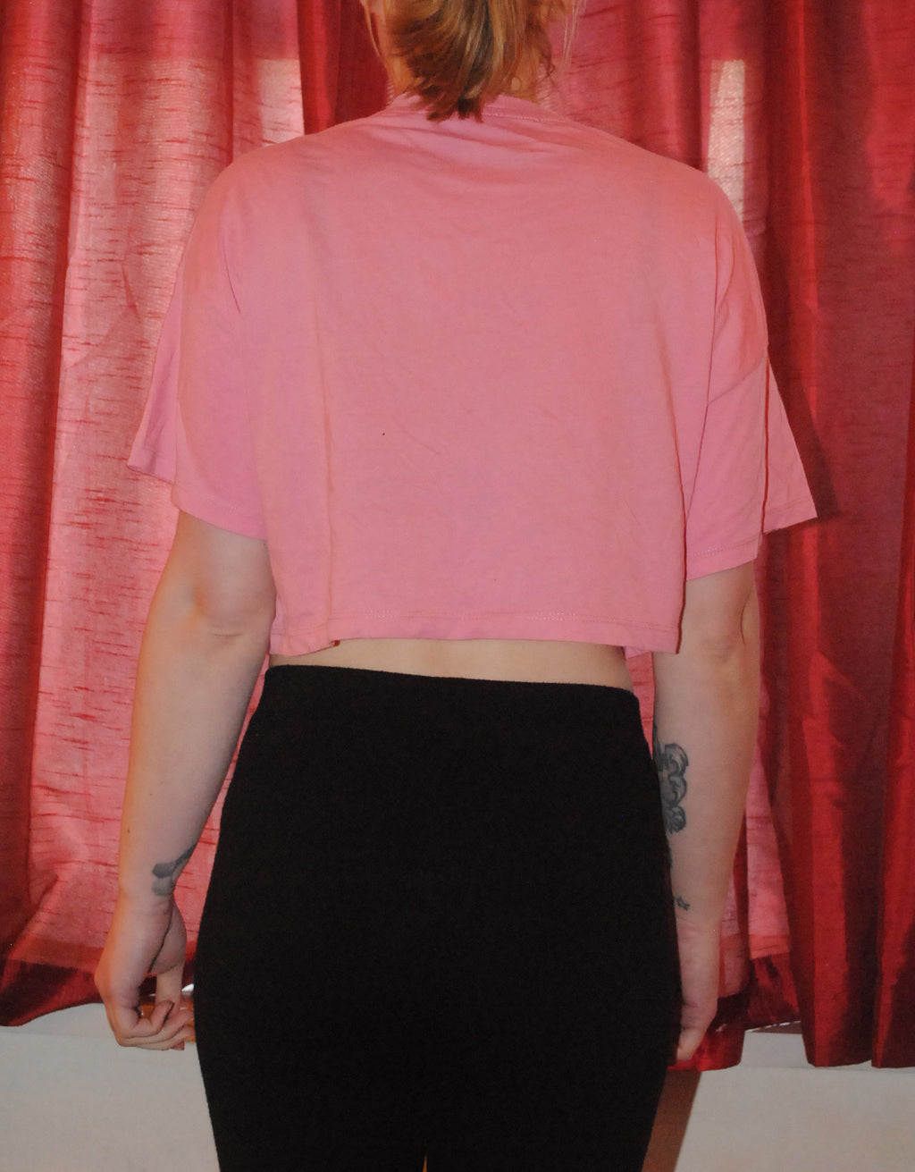 Primark Crop Top - UK 10 - Pink 'Don't Wait for Happiness' Short Sleeve