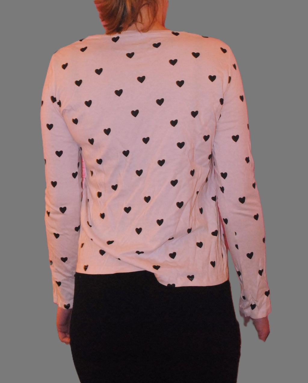 Primark Girls' Pink Long Sleeve Top with Black Stars – Age 11-12 Years
