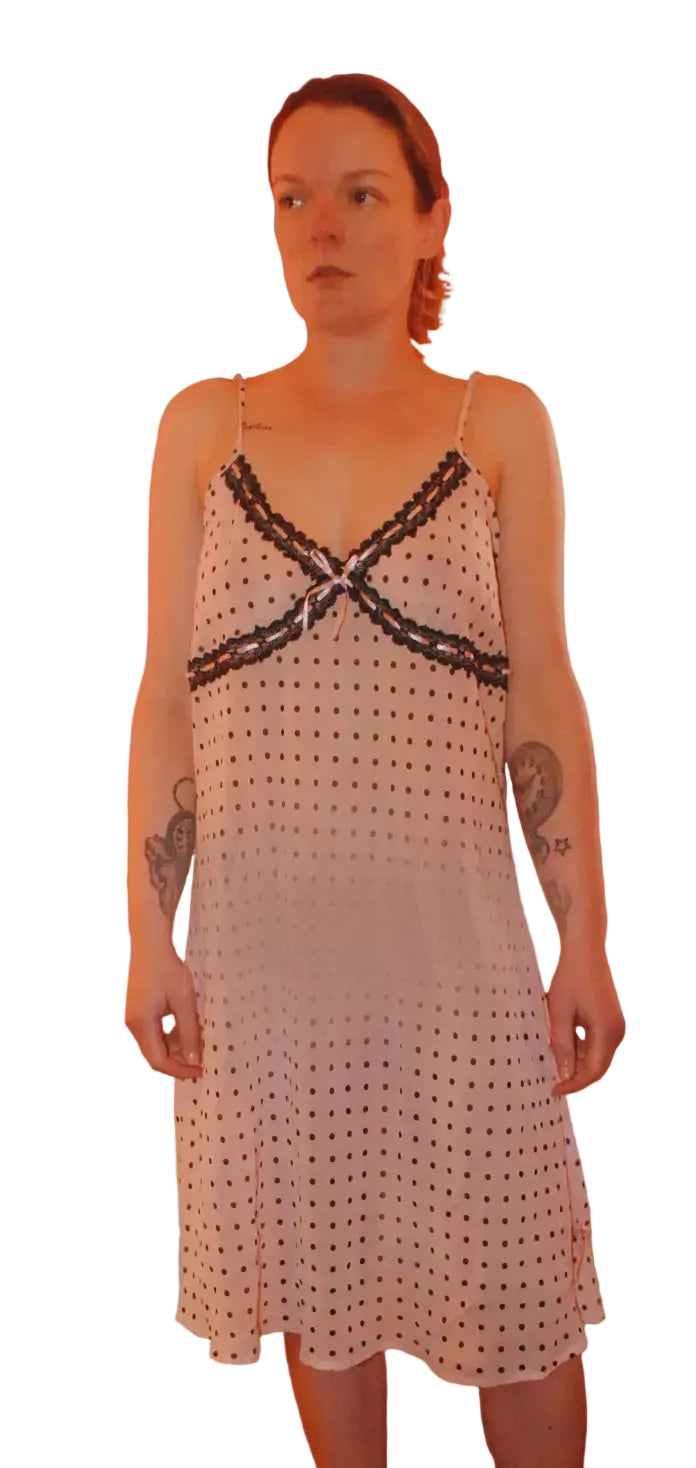 Par Amore 18UK Nightgown Woman's Pin Black Dot Sheer