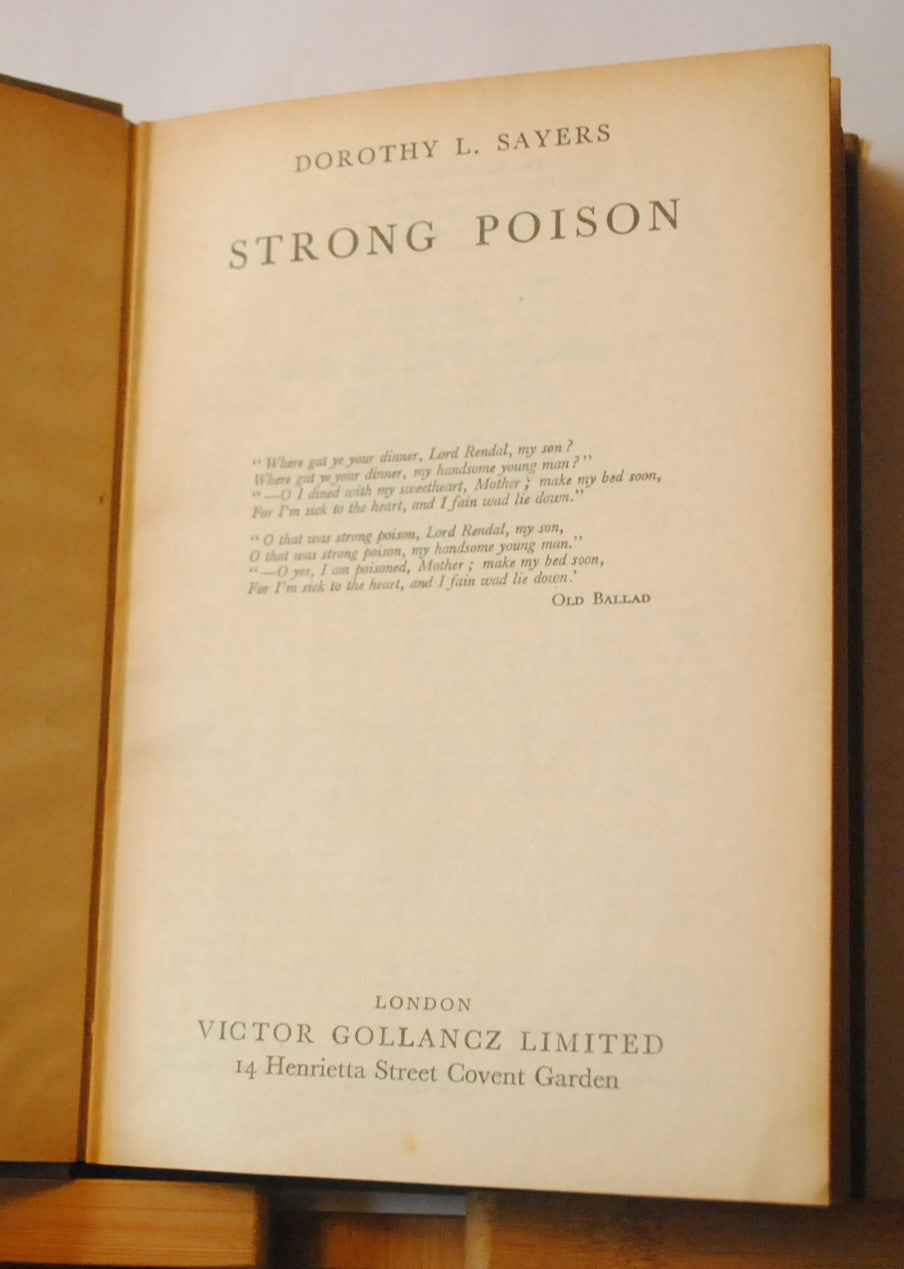 Dorothy L. Sayers "Strong Poison"  1949 HB No DJ