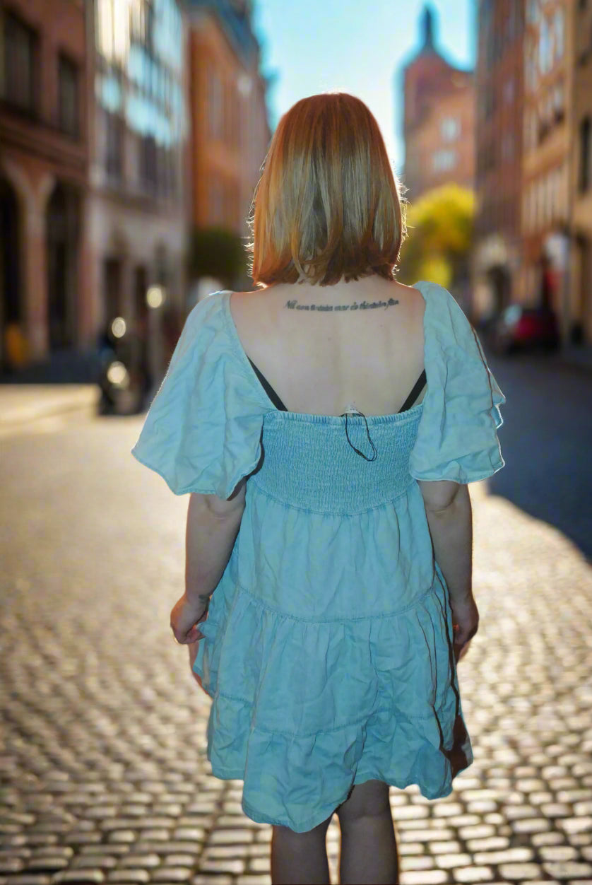 Woman’s Summer Dress Primark Sky Blue 12 Solid Pattern