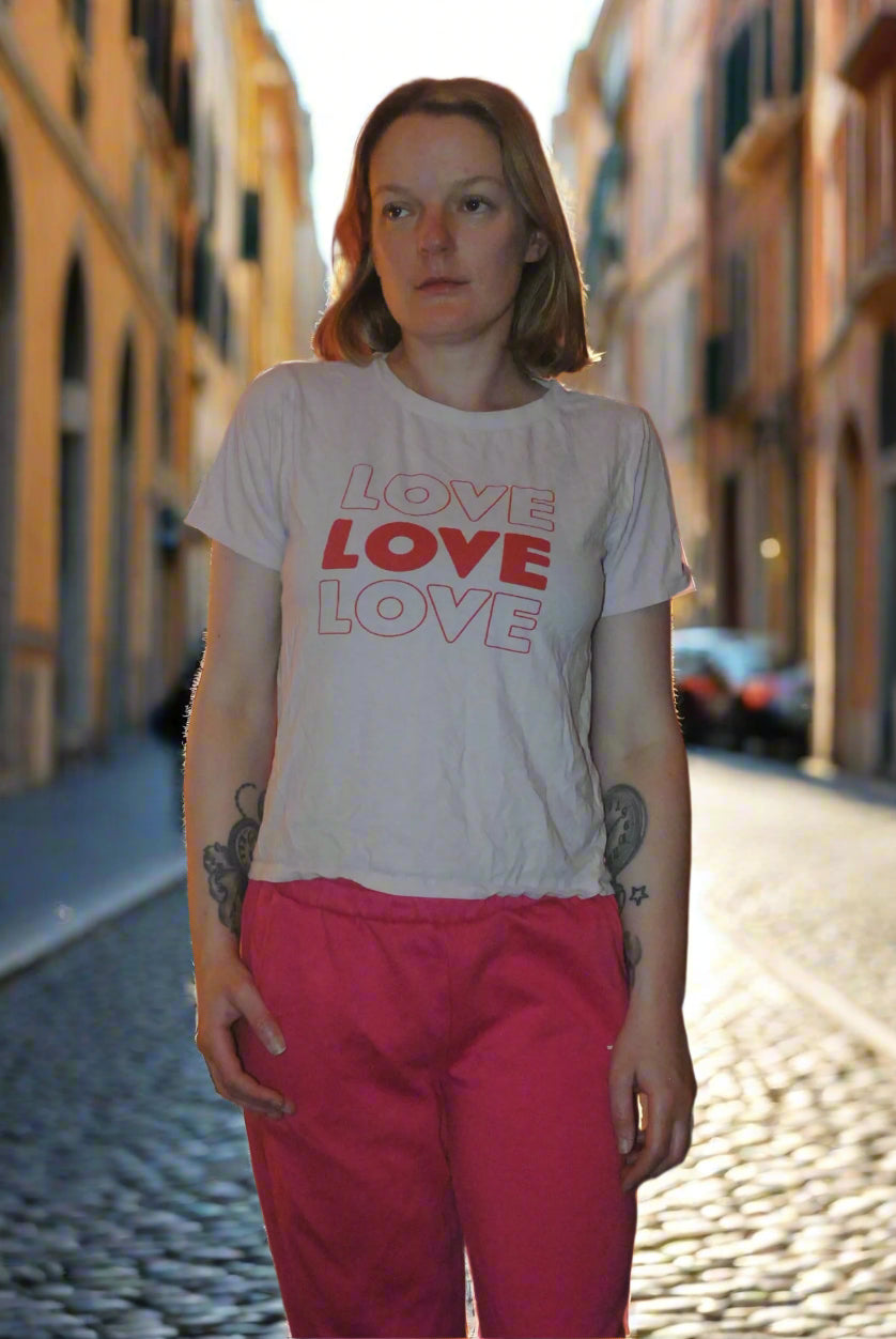Woman’s T-Shirt Primark Pink 6 Solid Pattern Love Love Love