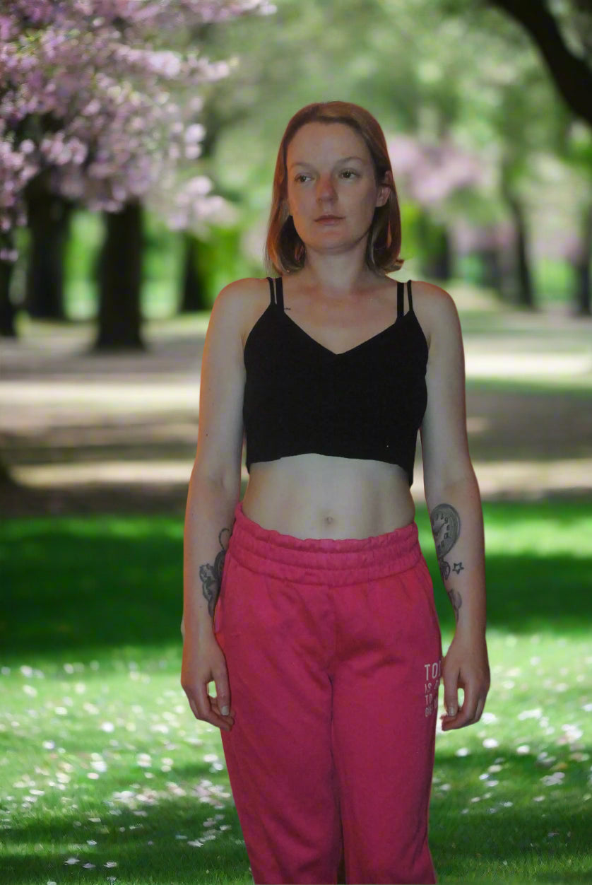 Woman’s Crop Top Generic Black Small Solid Pattern