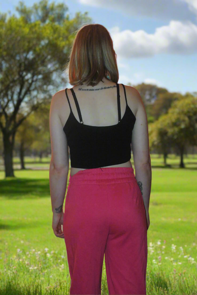 Woman’s Crop Top Generic Black Small Solid Pattern