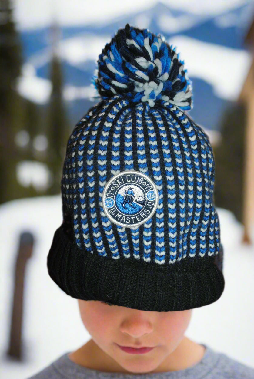Boy’s Ski Cap Generic Blue/White One-Size Spotted Pattern Ski Club Masters