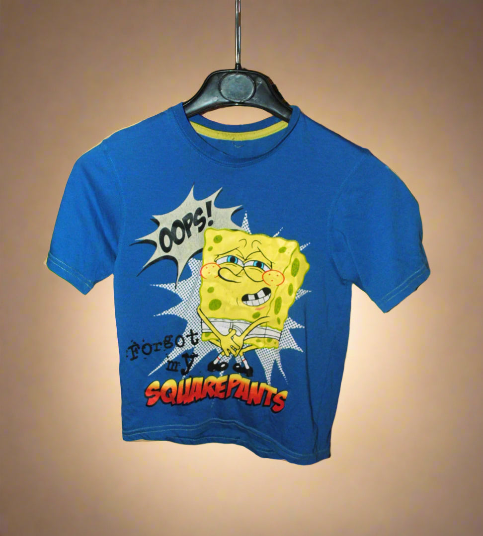 Boy’s T-shirt Smith Brooks Blue/Yellow 6-7Yrs Graphic Pattern Oops Forgot my Squarepants