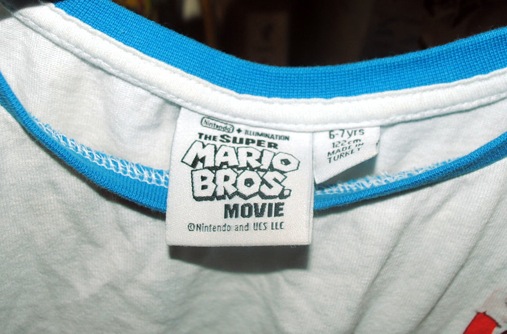 Boy’s T-shirt UCS Ltd White/Blue 6-7Yrs Graphic Pattern Mario Here we come
