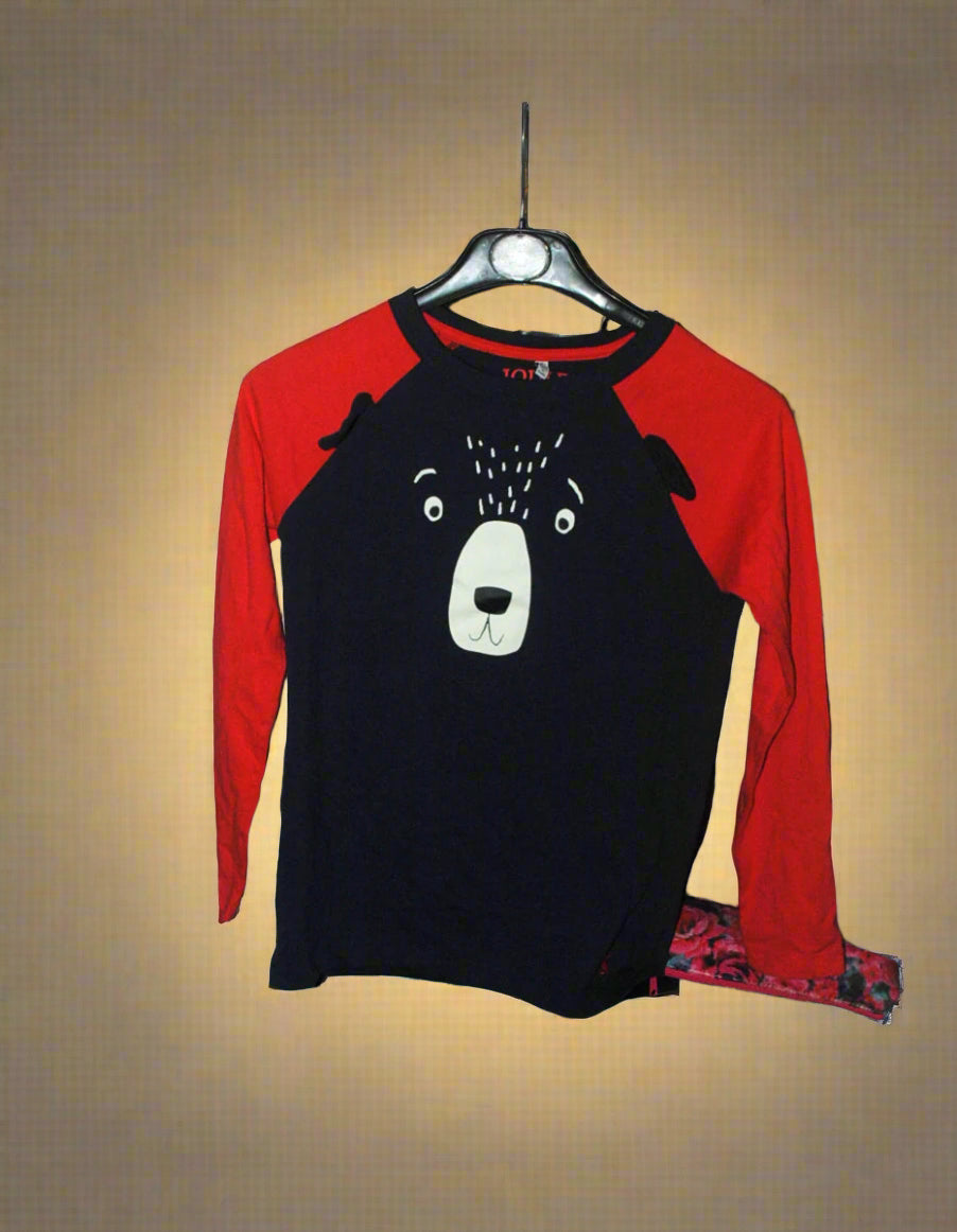 Boy’s T-Shirt Joules T’s Red/Blue 9-10Yrs Graphic Bear Pattern
