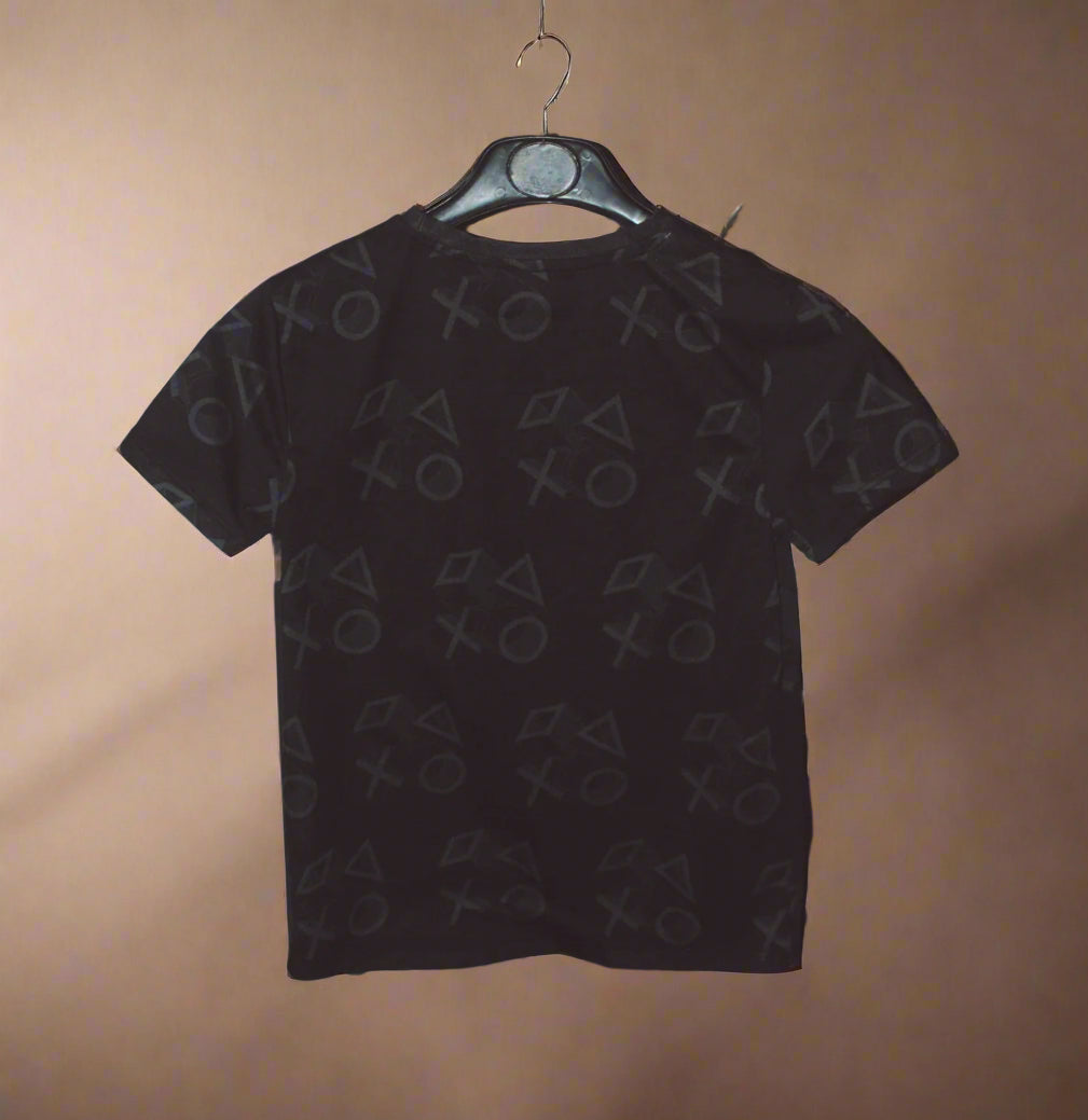 Boy’s T-Shirt Playstation Black/White 8-9Yrs Graphic Pattern