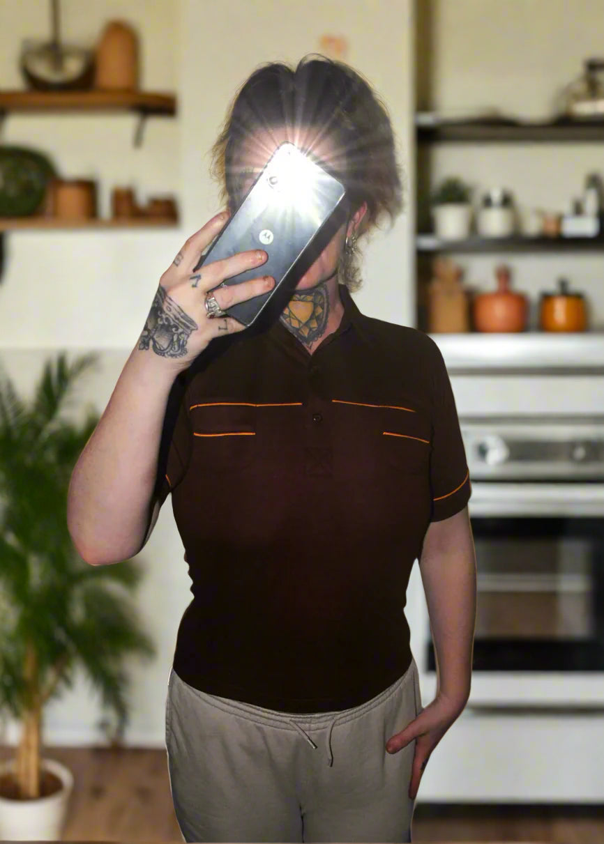 Unisex T-shirt Planet Brown/Orange 32in Striped Pattern