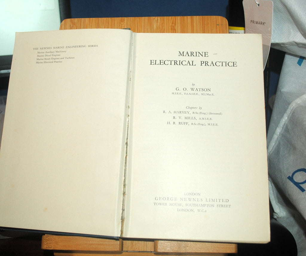 Marine - Electrical Practice by G. O. Watson c1962 Hb