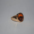 Preloved Gold-Tone Citrine-Style Cabochon Signet Ring