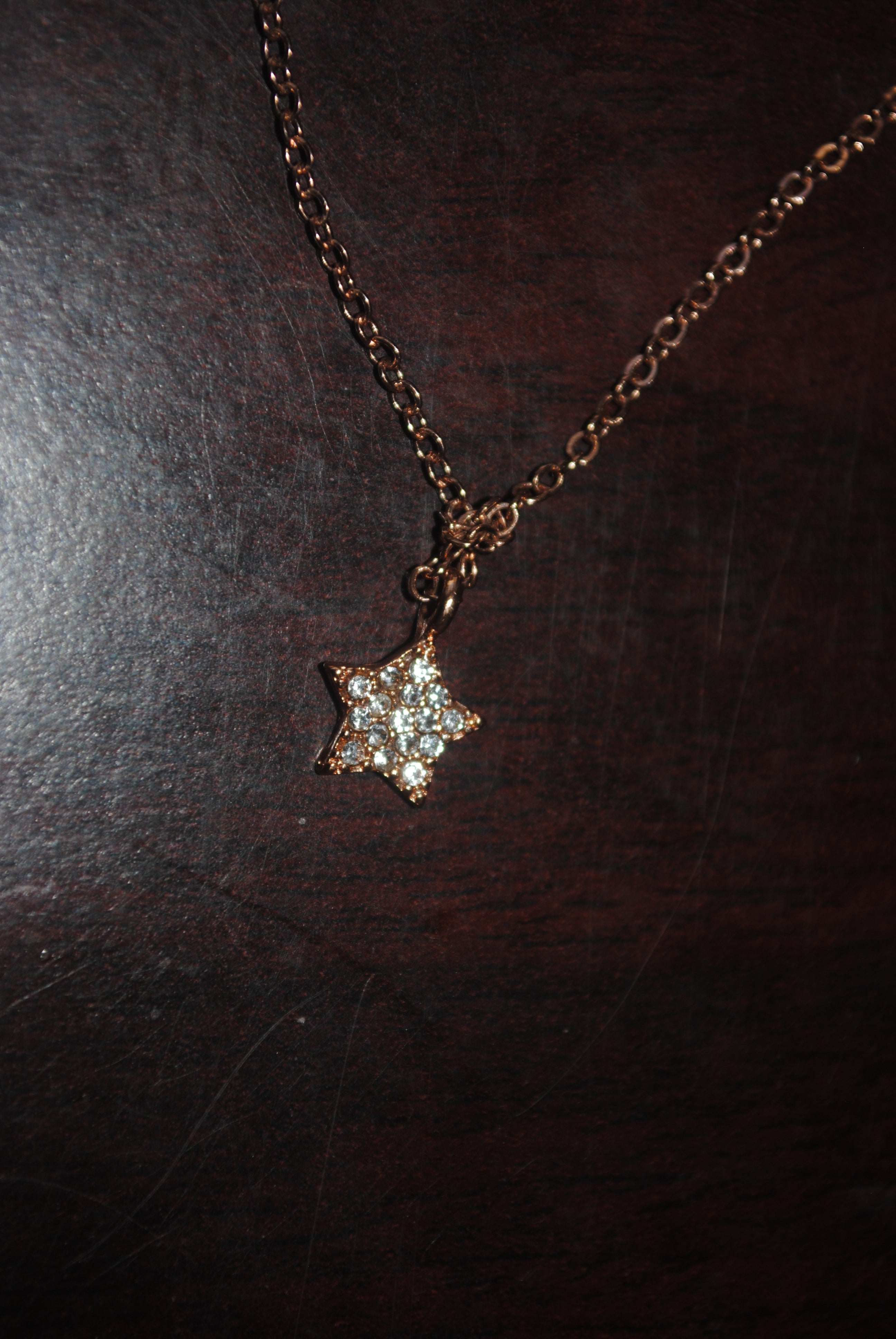 Rose Gold Crystal Star Pendant Necklace