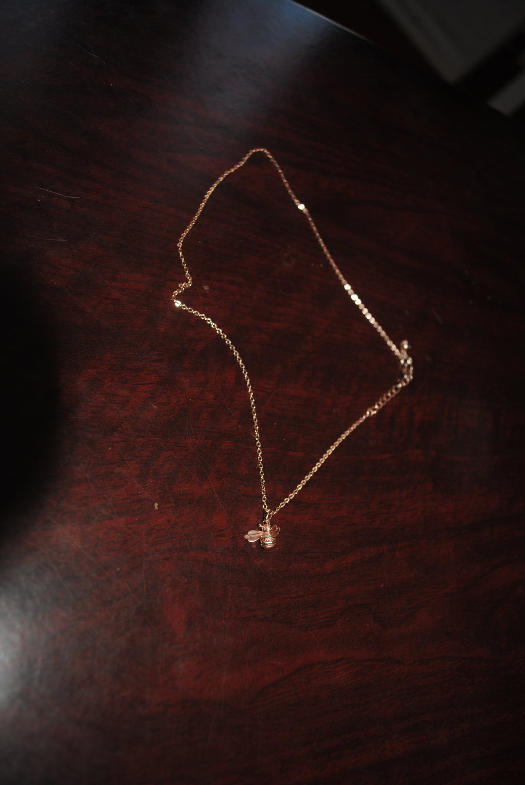 Rose Gold Tone Bumble Bee Dainty Necklace