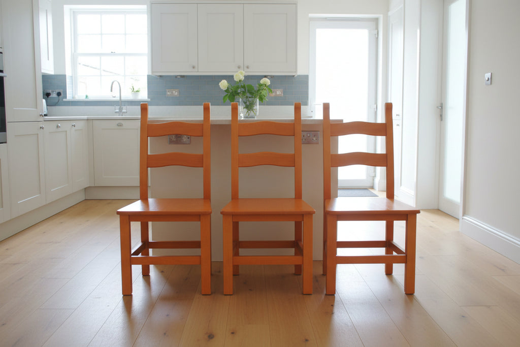 Solid Wood Ladderback Dining Chair in Beech Finish