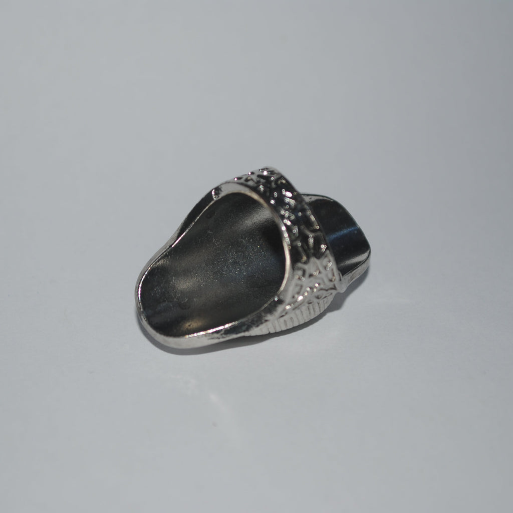 Black Druzy Filigree Statement Ring - Silver Tone