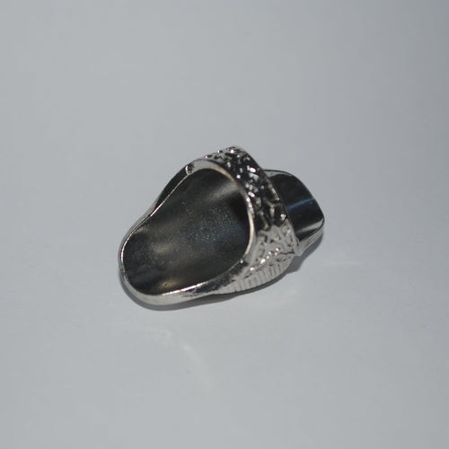 Black Druzy Filigree Statement Ring - Silver Tone