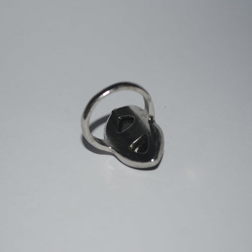 Black Onyx Double Stone Silver-Tone Statement Ring - Size Q