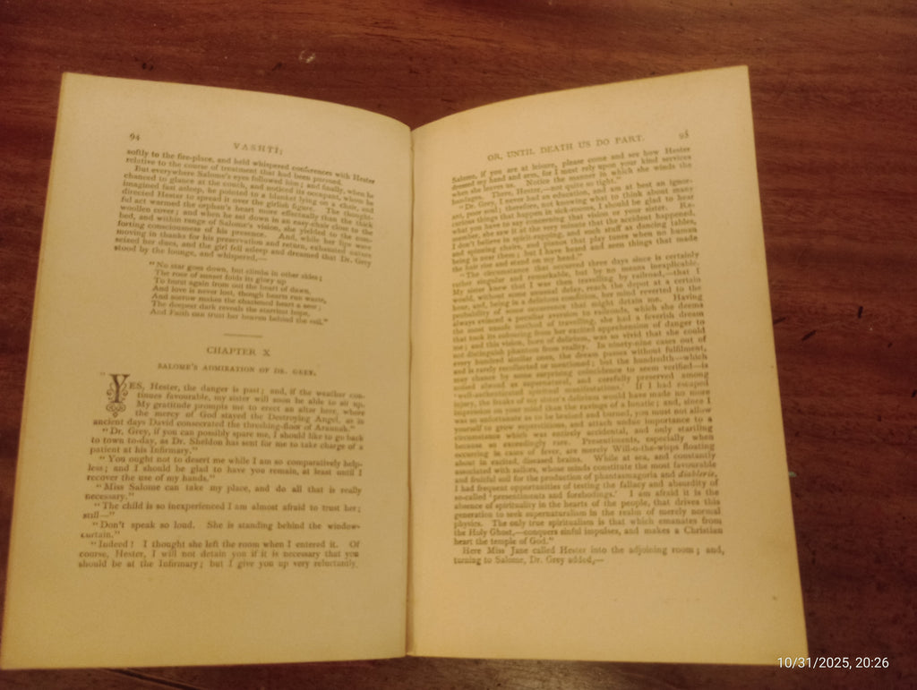 Vashti or "Until Death Us Do Part" by Augusta J. Evans HB No DJ Vintage
