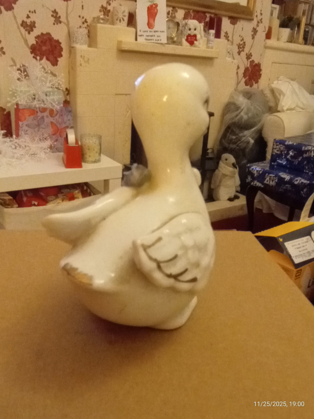 Ceramic duck figurine Vintage c1975 H=100mm