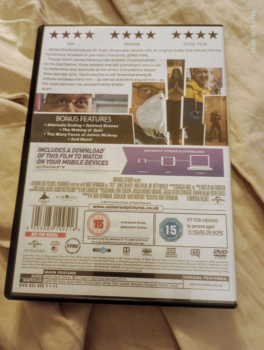 2016 psychological thriller film Split, directed by M. Night Shyamalan and starring James McAvoy