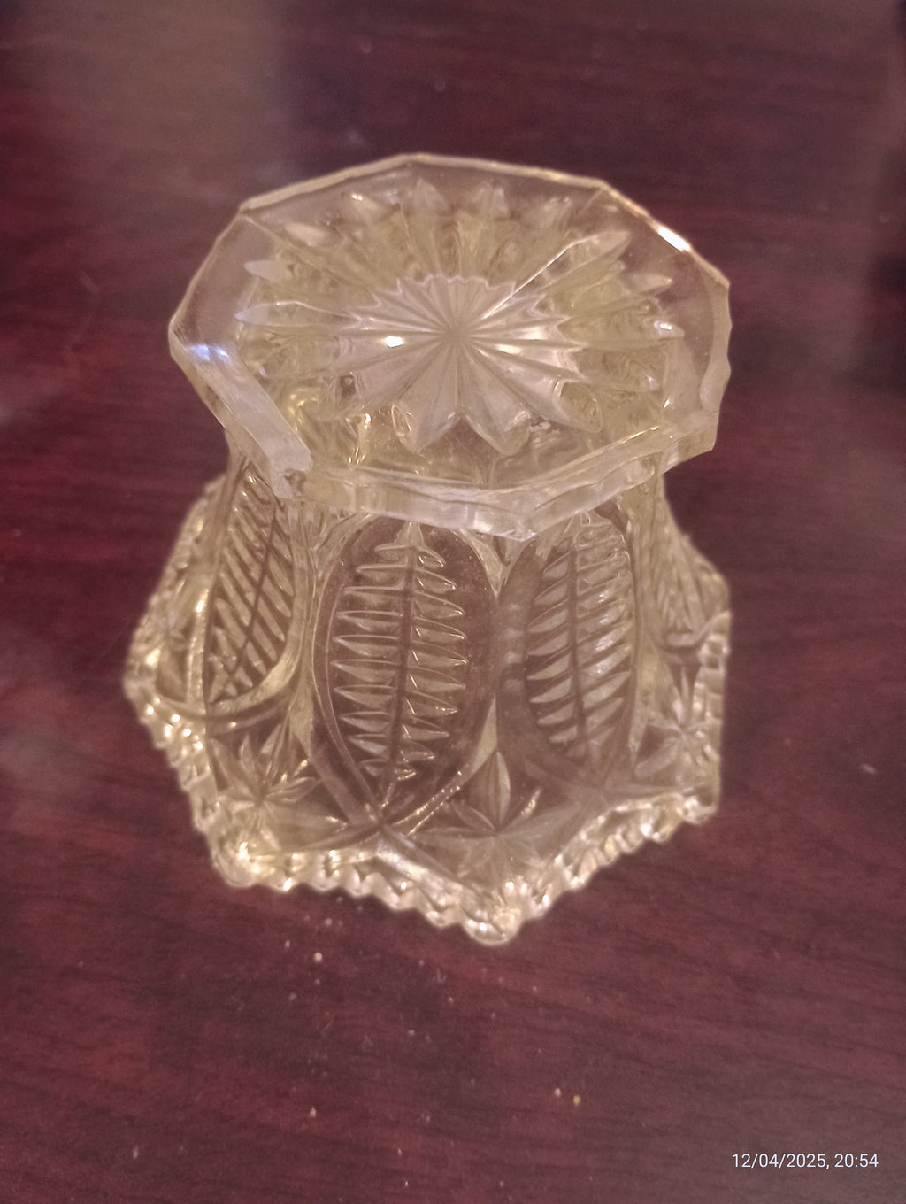 Vintage clear pressed glass bowl or posy vase H=80mm D=100mm