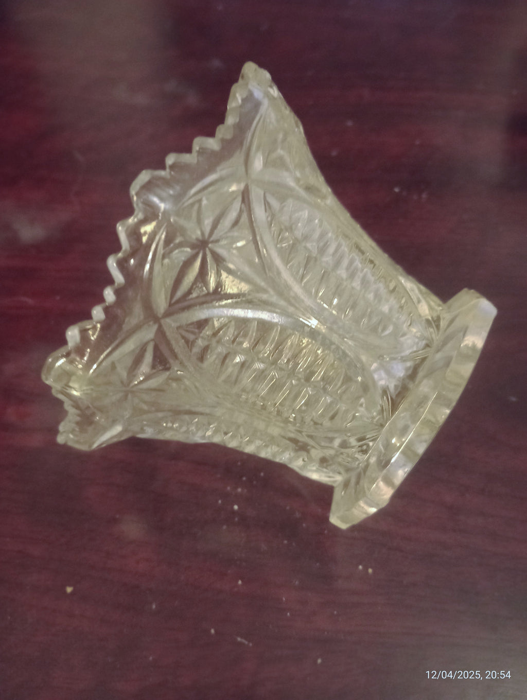 Vintage clear pressed glass bowl or posy vase H=80mm D=100mm