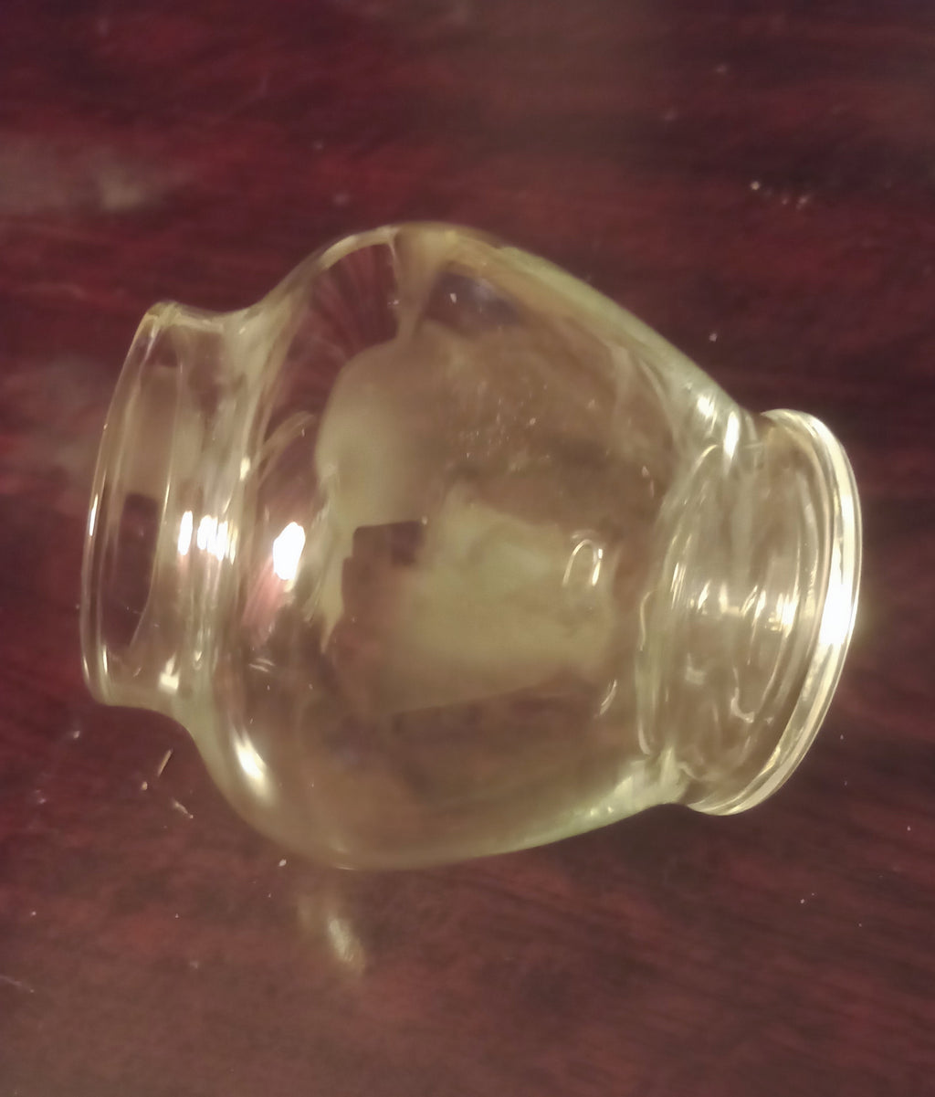 Small, clear glass vase, often referred to as a fishbowl vase or bud vase H=80mm D=100mm