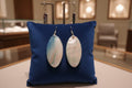 Preloved Marbled Oval Drop Earrings - Blue & Pink Agate Style