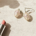 Preloved Globe Rose Drop Earrings – Vintage Floral Resin