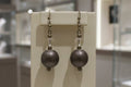 Preloved Vintage Metallic Sphere Drop Earrings - Pyrite & Crystal