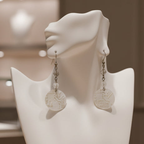Preloved Disc Drop Earrings - Bohemian Shell Jewellery