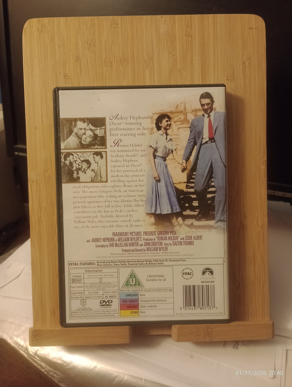Roman Holiday DVD (2003) Audrey Hepburn Classic Romance Cert U