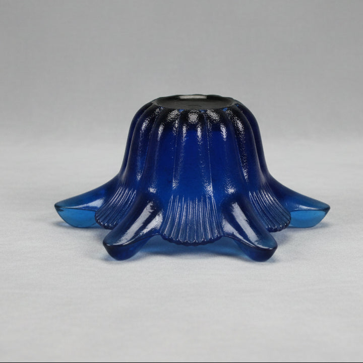 Cobalt Blue Glass Candle Holder – Fluted Tulip Design (190mm × 100mm, 585g)