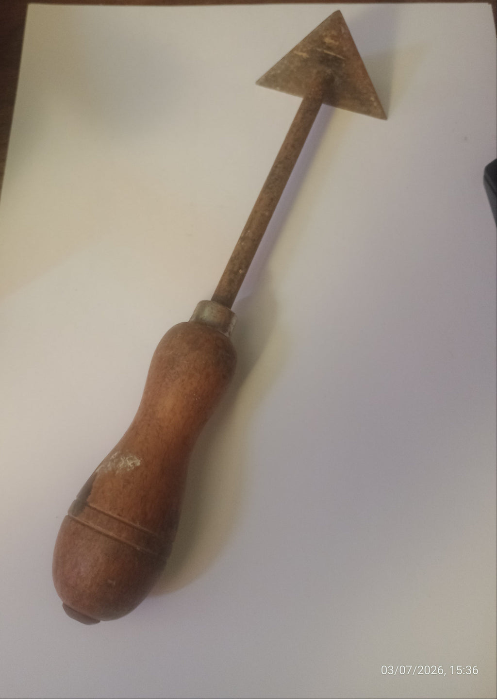 Vintage Triangular Scraper Shavehook - Steel & Wood Hand Tool
